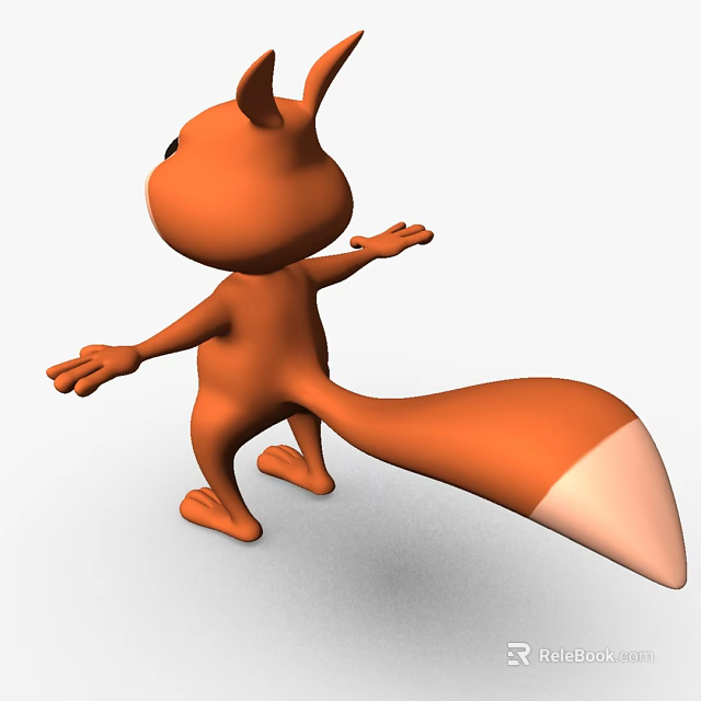Cute Orange Cartoon Squirrel 3D Model With Outstretched Hands And Big Tail In Standing Pose 3d model 