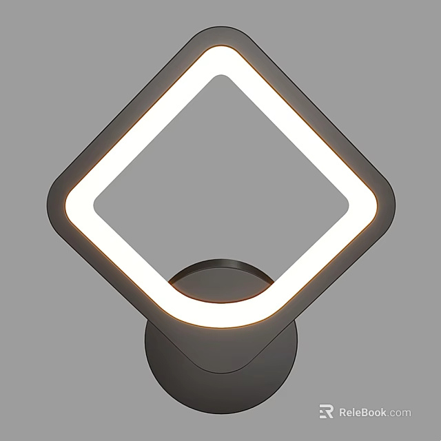 Modern Diamond Shaped Wall Lamp With Illuminated Light Strip And Black Round Base 3d model