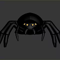 Black Spider Toy Figurine With Yellow Eyes And Long Legs Design