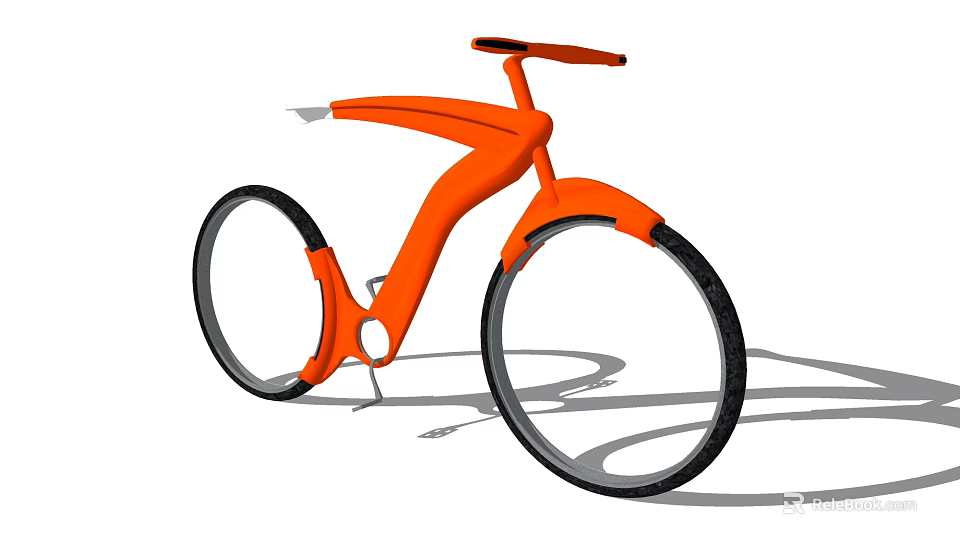 Orange Modern Bicycle With Sleek Aerodynamic Frame And Large Wheels 3d model 