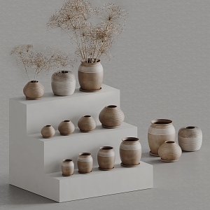 Pottery Pot Ornaments Pot Soil Pottery Pot Jar Utensils and Ornaments 3d model