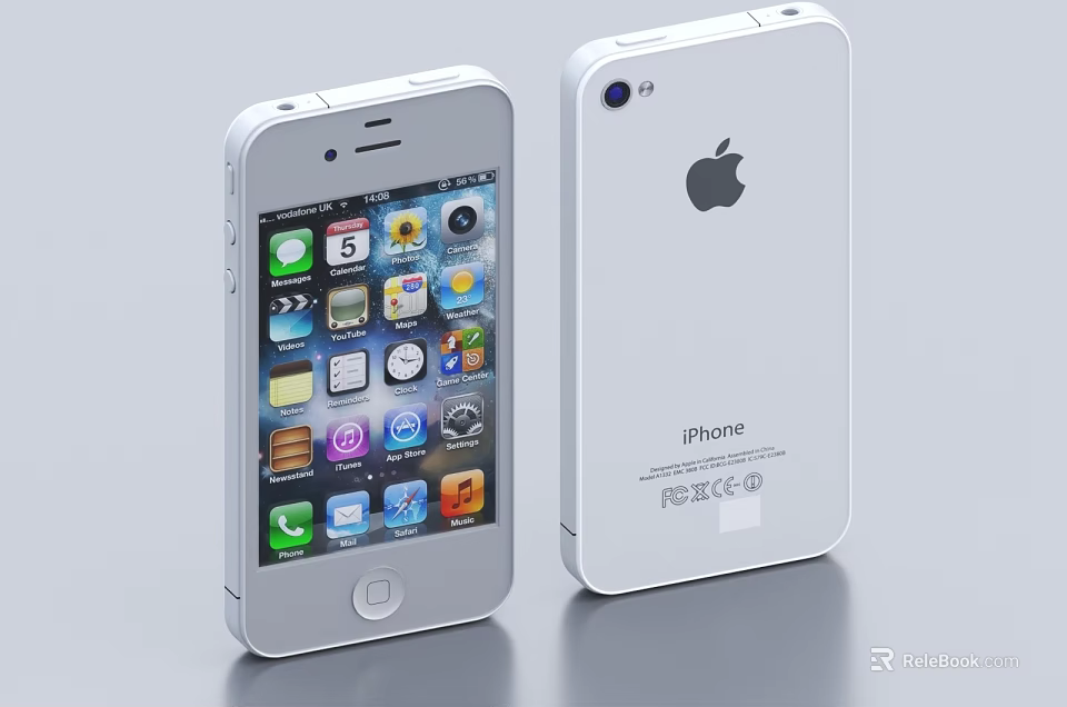 Apple iPhone Front Screen With App Icons And Back View Showing Apple Logo 3d model