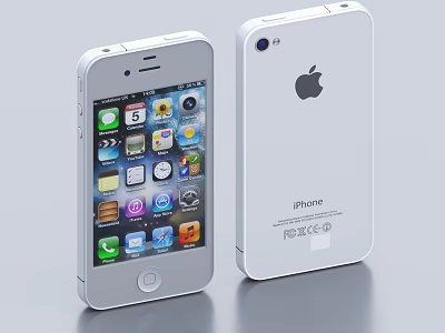 Apple iPhone Front Screen With App Icons And Back View Showing Apple Logo 3d model