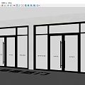 Modern Commercial Storefront Double Doors With Glass Panels And Black Frames 3d model