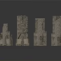 Detailed Classical Architectural Stone Components With Gray Arches Columns And Steps