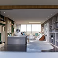 Modern Casual Lounge Area With Green Plant Walls Sofa Large Windows And Natural Light