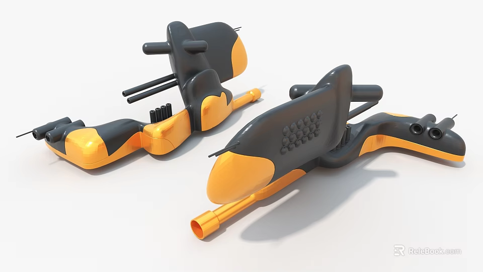 Innovative Art Installation With Yellow And Black Sleek Curved Sculptural Design Elements 3d model 