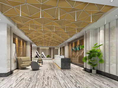 Modern Hall Hotel Lobby 3d model