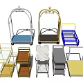 Various Style Service Carts With Wooden Marble Metal And Colorful Frames
