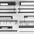 Modern Metal Clothes Hangers Rack System With Various Hooks And Lighting