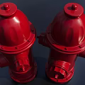 Two Red Fire Hydrants As Essential Fire Safety Equipment On Dark Background 3d model