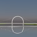 White Modern Arch Bridge Spanning Over Water With Clear Reflection On Surface 3d model