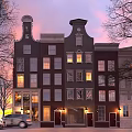 Modern Hinged Door Exterior Design With Classic Architecture And Warm Lighting