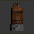 Copper Cylindrical Tanks With Interconnected Brass Pipes And Concrete Bases