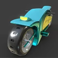 Futuristic Teal Motorcycle With Sleek Design Transparent Wheels And Yellow Accents