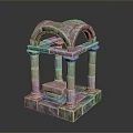 Classical Stone Building Structure With Arched Top Design And Columns Details 3d model