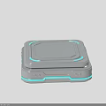 Modern Electronic Device Gray Square Design With Blue LED Lights On Edges