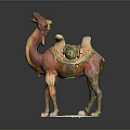 Colorful Terracotta Camel Sculpture In Tang Dynasty Style With Vibrant Colors And Carrying Goods