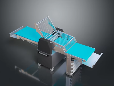Industrial Paper Folding Machine With Blue Conveyor Belt And Metal Frame 3d model