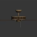 Classic Wooden Ceiling Fan with Ornate Pattern and Brown Blades