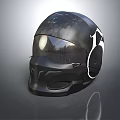 Black Glossy Motorcycle Helmet With Sleek White Design And Reflective Visor 3d model