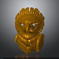 Orange Owl Decorative Sculpture With Textured Surface And White Eyes