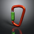 Durable Red Metal Carabiner With Green Locking Mechanism For Daily Use