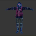 Armored Tactical Character Wearing Helmet Goggles Vest Pants And Boots With Arms Outstretched