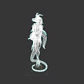 3D Game Movie Character With Pink White Long Hair Black Outfit Fantasy Design