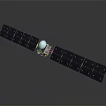 Animated Cartoon Satellite Scene With Solar Panels And Main Body In Space