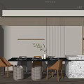 Restaurant Interior Design With Wooden Walls Warm Lighting Marble Counter And Modern Dining Chairs