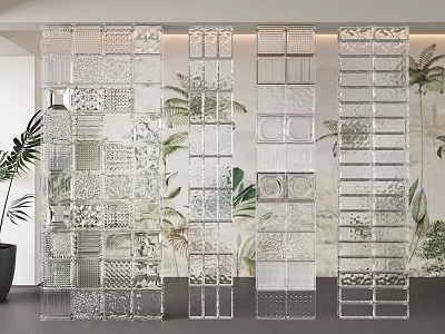 Modern glass brick partition 3d model
