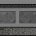 Building Exterior Wall With Traditional Roof Symmetrical Gray Stone Tiles And Geometric Patterns