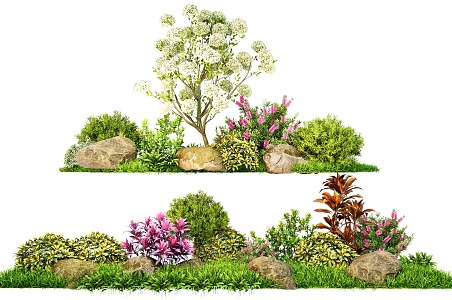 Shrub ball flower border plant combination Chinese wood hydrangea flower plant pile 3d model