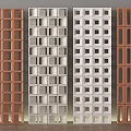 Modern Room Dividers with Square and Rectangular Cutouts in Brown and White Tones 3d model