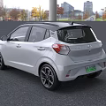 White Hyundai New Energy Compact Car With Black Roof And LED Headlights