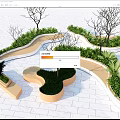 Contemporary Tree Pit Design With Trees Green Plants Curved Pathway And White Pavement