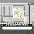 Elegant Sales Office Interior Design With Modern Chandelier Building Models And Area Map