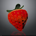Fresh Juicy Bright Red Strawberry With Green Leaves And Yellow Seeds