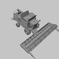 Efficient Orange Agricultural Combine Harvester Featuring Front Harvesting Header For Farm Operations 3d model