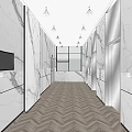 Modern Elevator Hallway With Marble Walls Herringbone Flooring Elevator Doors And Lighting 3d model
