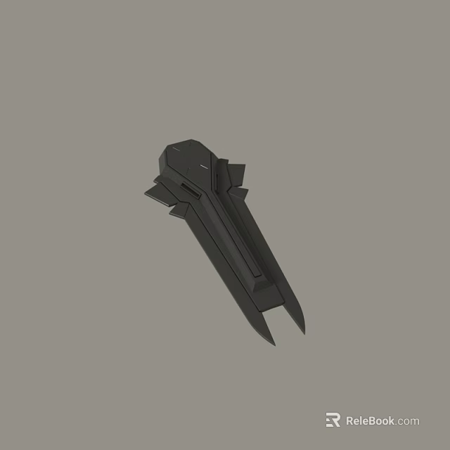 Black Angular Mechanical Part 3D Model With Sharp Edges And Structured Design 3d model 