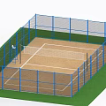 Outdoor Tennis Court For Fitness Sports With Blue Fencing Sand Surface And Net