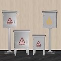 Public Facility Metal Electrical Distribution Boxes Featuring Warning Signs Setup 3d model