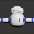 Cartoon Style Astronaut Game Character With White Blue Orange Outfit And Extended Arms