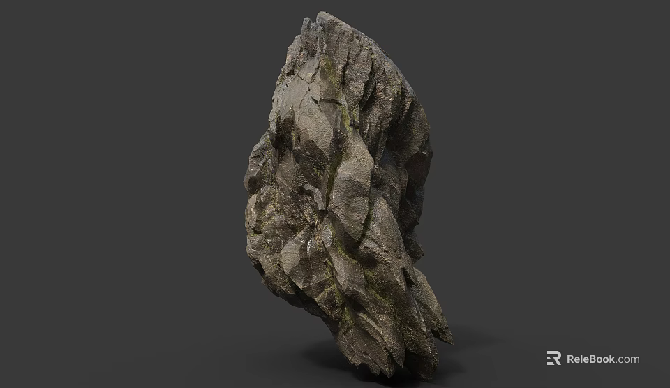 Natural Rough Stone With Mossy Textured Surface And Cracked Details For Decorative Use 3d model 
