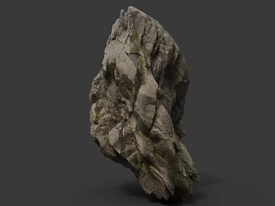 Natural Rough Stone With Mossy Textured Surface And Cracked Details For Decorative Use 3d model