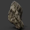 Natural Rough Stone With Mossy Textured Surface And Cracked Details For Decorative Use