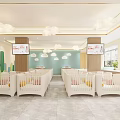 Cute Baby Products Store Interior With White Cribs Pendant Lights And Cactus Wall Decor