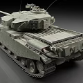 Military Tank With Twin Antennas Long Gun Barrel Heavy Tracks And Turret